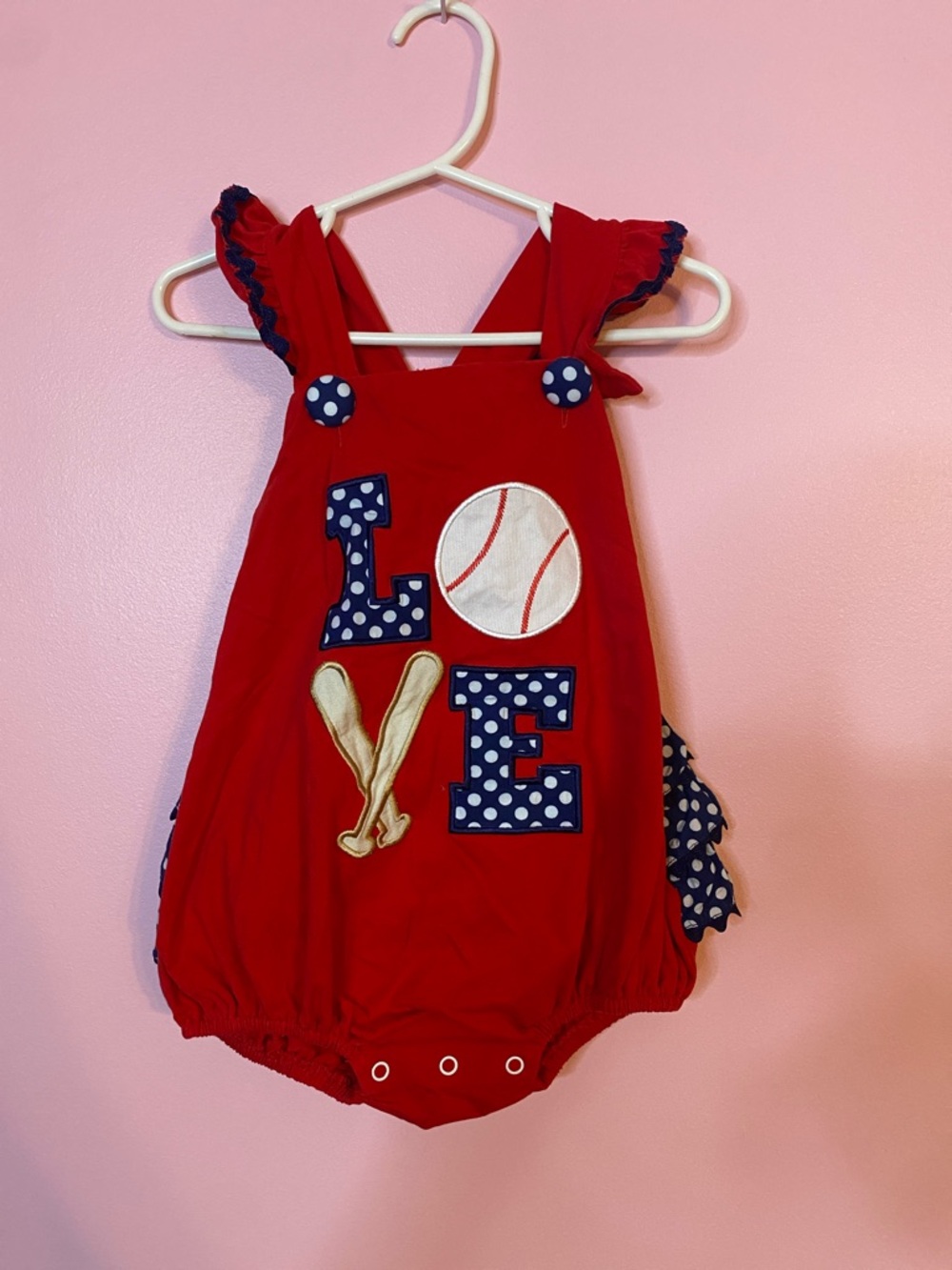Red Baseball Love Baby One-Piece Bodysuit